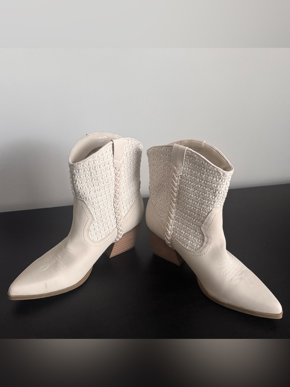 DV by Dolce Vita Cream Woven Leather Ankle Booties